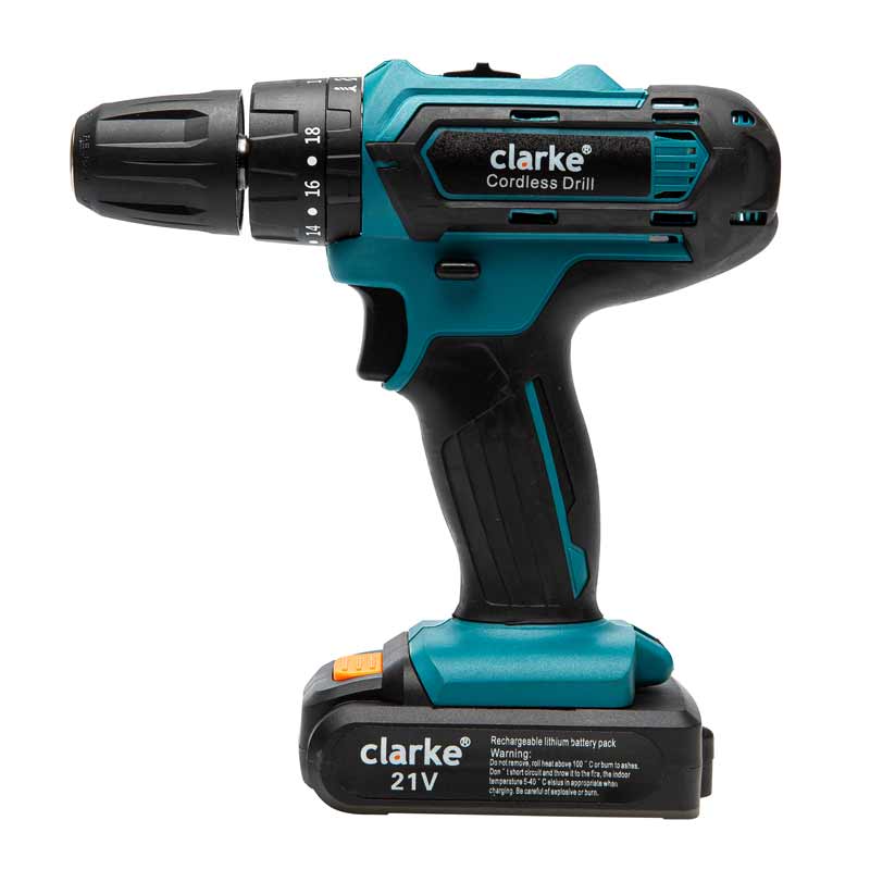 CLARKE -  CORDLESS HAMMER DRILL 21V WITH ACCESSORIES
